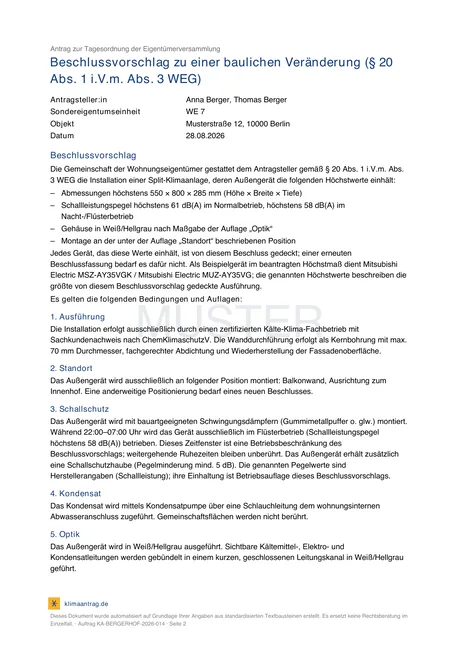 Musterseite Beschlussvorschlag